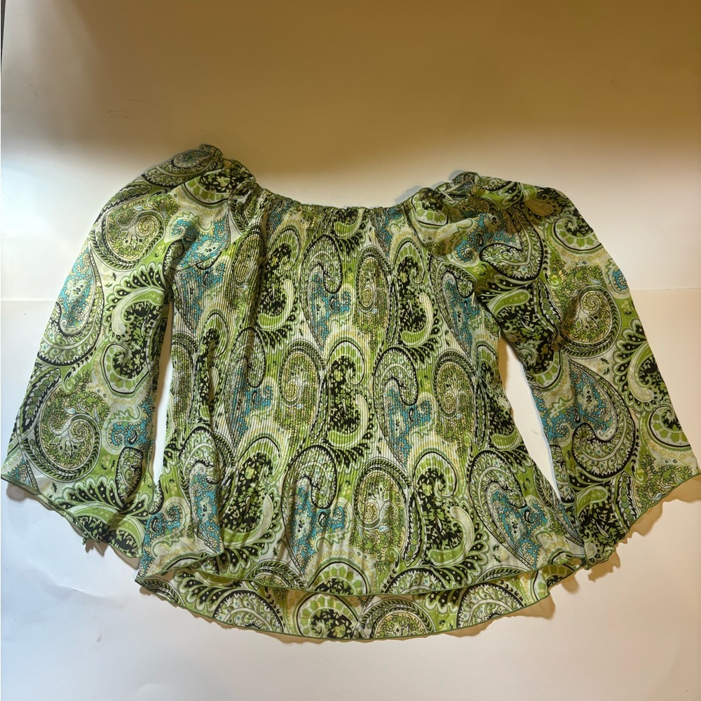 Cato Green Paisley Off-Shoulder Blouse